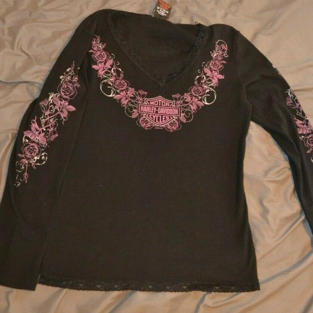 Womens Harley Davidson Long Sleeved Shirt Size LG